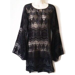 NWOT Anthropologie Yoana Baraschi Velvet Burnout Trumpet Sleeve Mini Dress